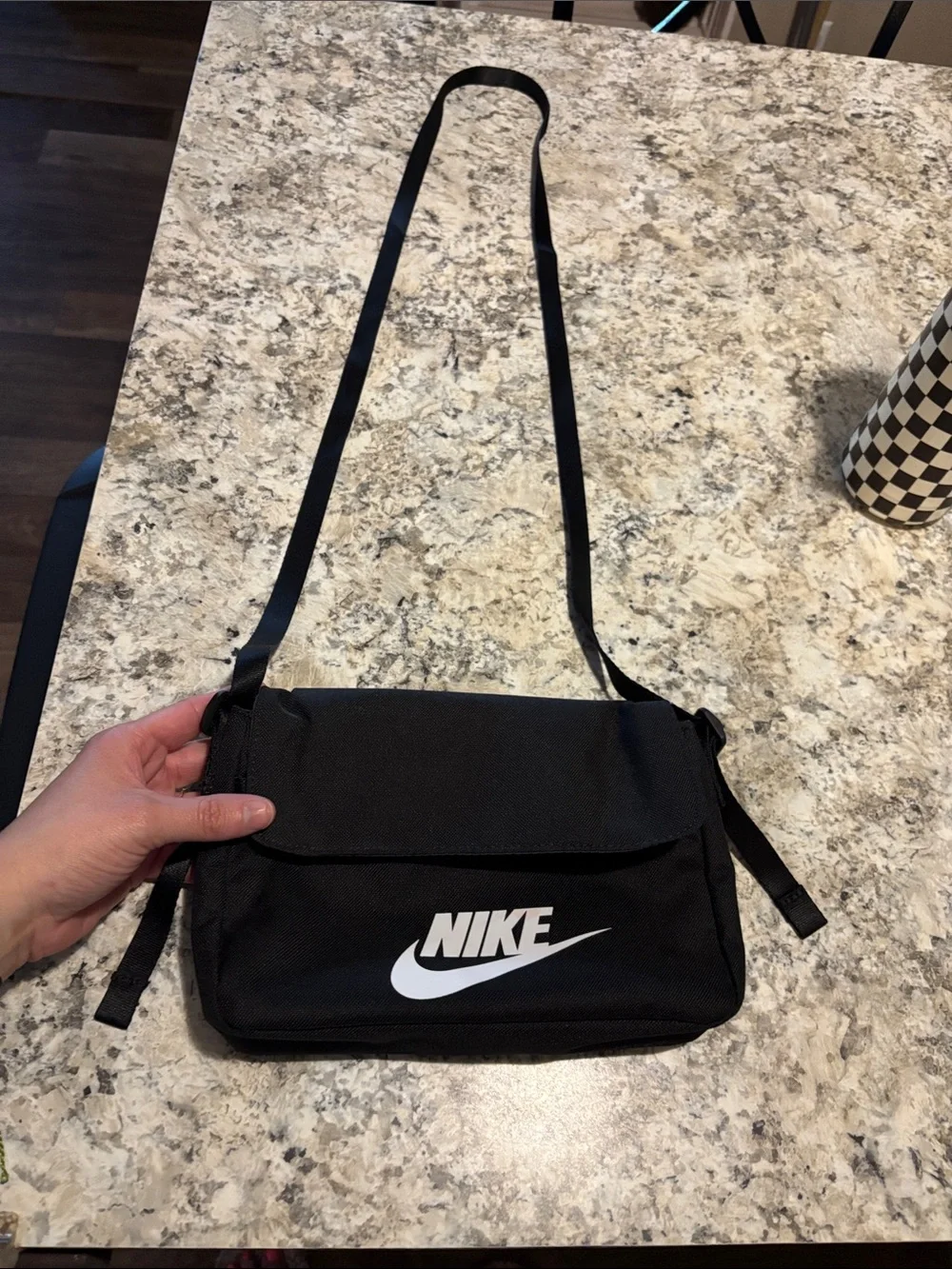 Nike Black Crossbody Messenger Bag with White Logo